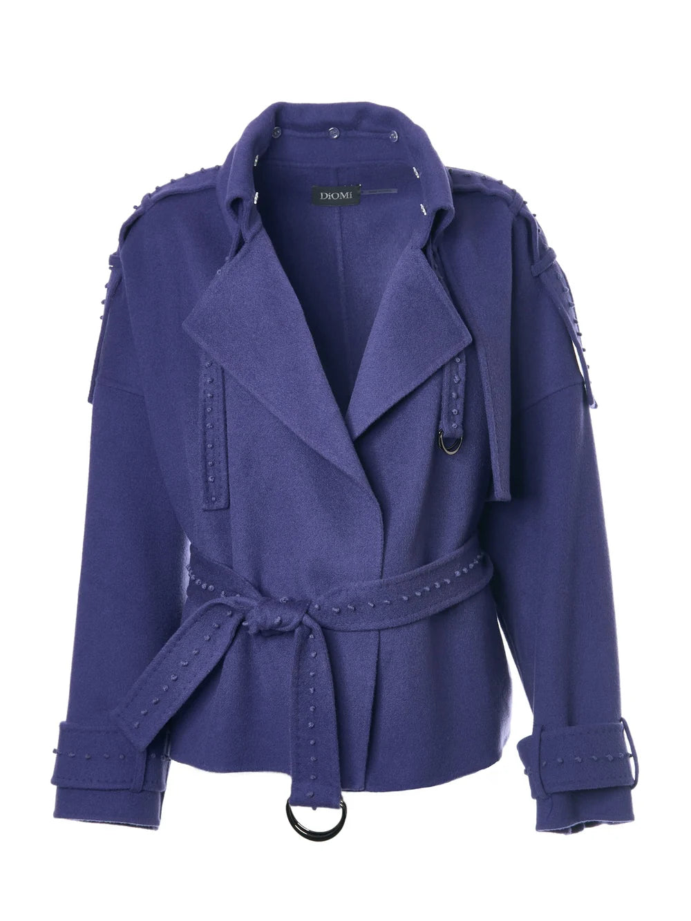 Abrigo cashmir bordado corto- S Cobalto