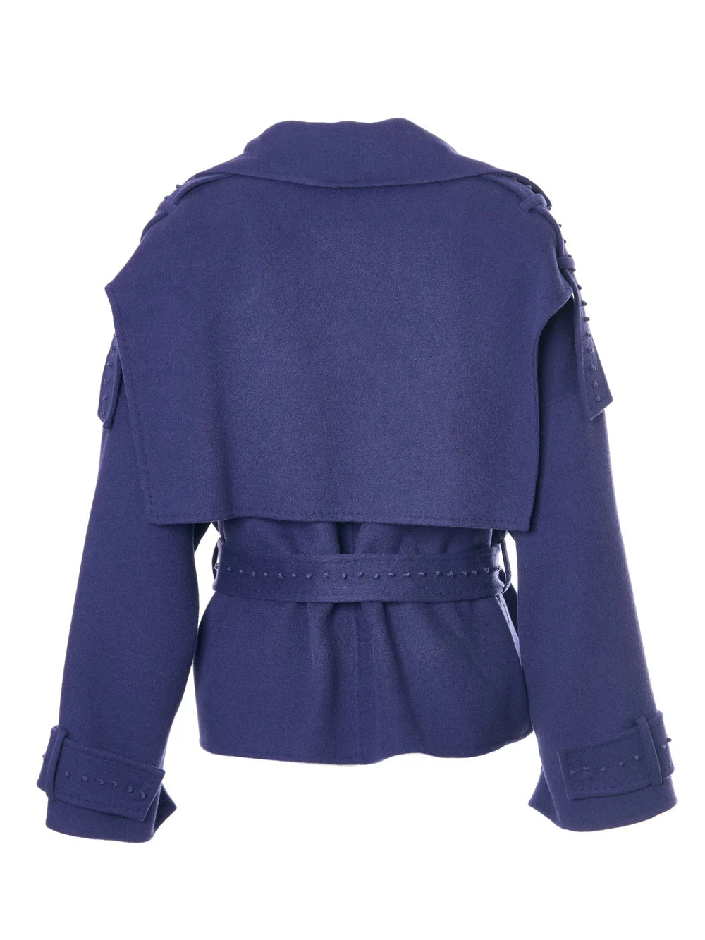 Abrigo cashmir bordado corto- S Cobalto