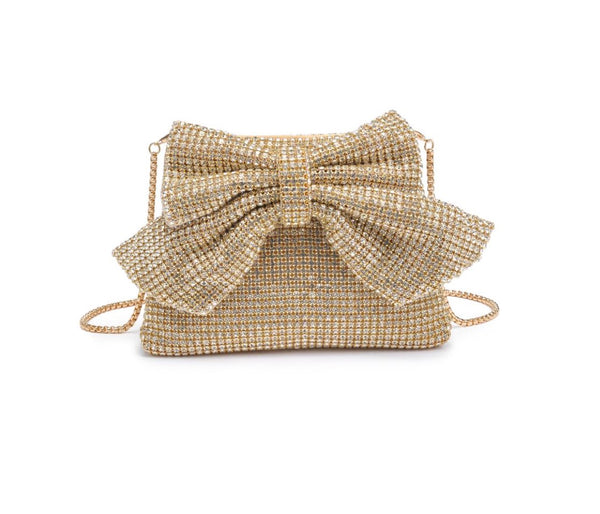 Bolsa dorada de brillos c/moño