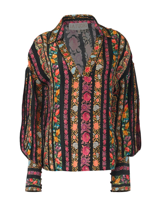 Blusa Estampada bordada- M Negro