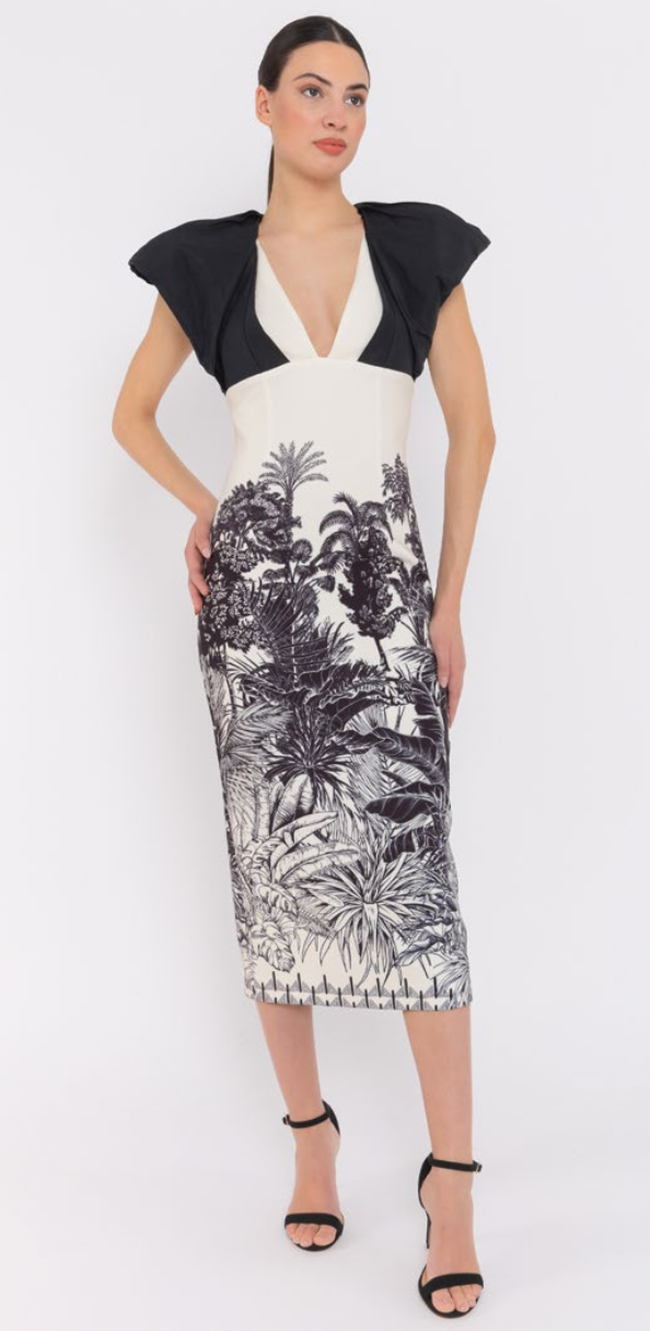 Vestido Mangas Tafeta