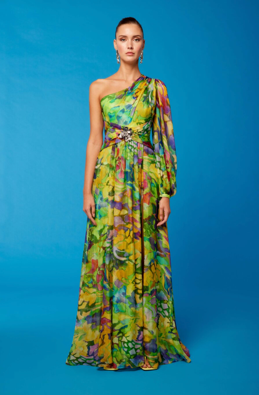 Vestido Gasa Asimetrico