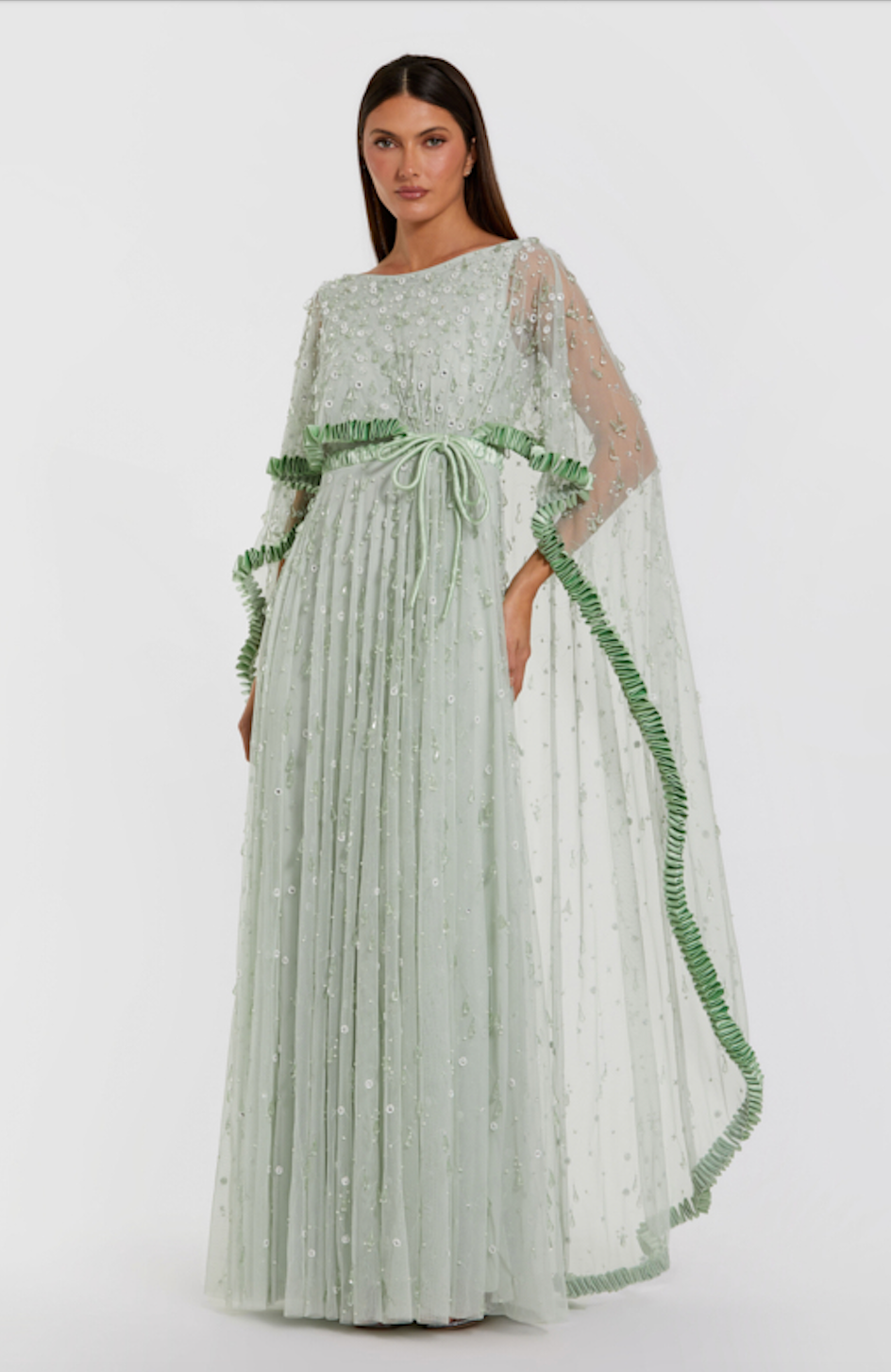 Vestido Menta con Capa