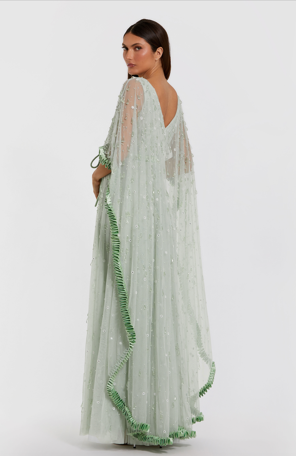 Vestido Menta con Capa