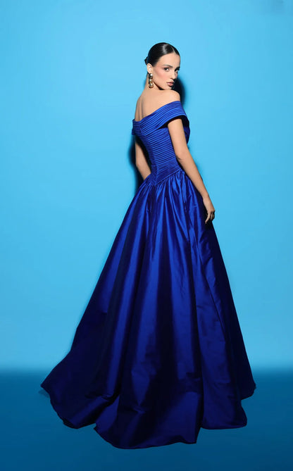 Talle drapeado sobrefalda- 44 Royal Blue