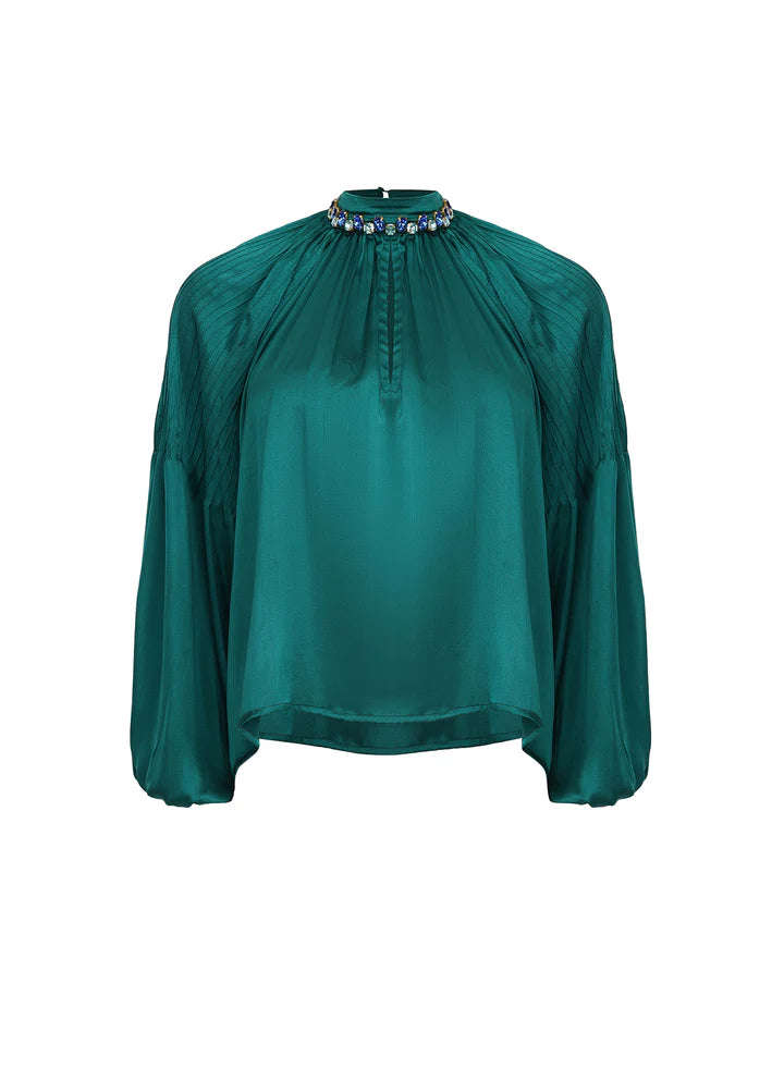 Blusa cuello pedreria- M Esmeralda